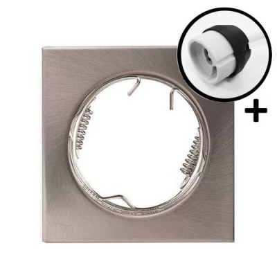Krisane - Support spot fixe - Carré - avec douille GU10 - IP20- aluminium - Réf : KRI20037