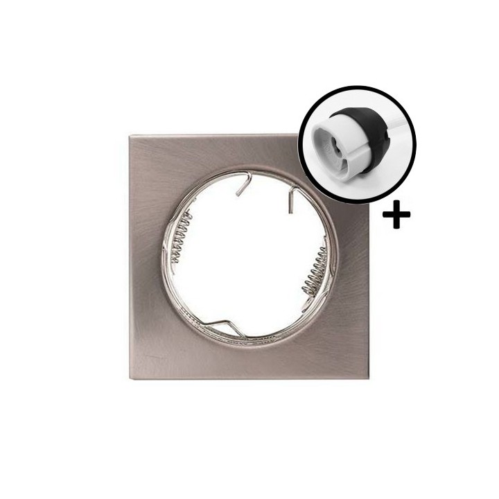 Krisane - Support spot fixe - Carré - avec douille GU10 - IP20- aluminium - Réf : KRI20037