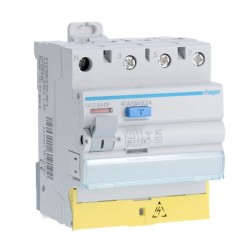 Hager - Interrupteur différentiel 3P+N 40A 300mA type AC à bornes décalées - Réf : CFC840F