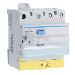 Hager - Interrupteur différentiel 3P+N 63A 300mA type AC à bornes décalées - Réf : CFC863F