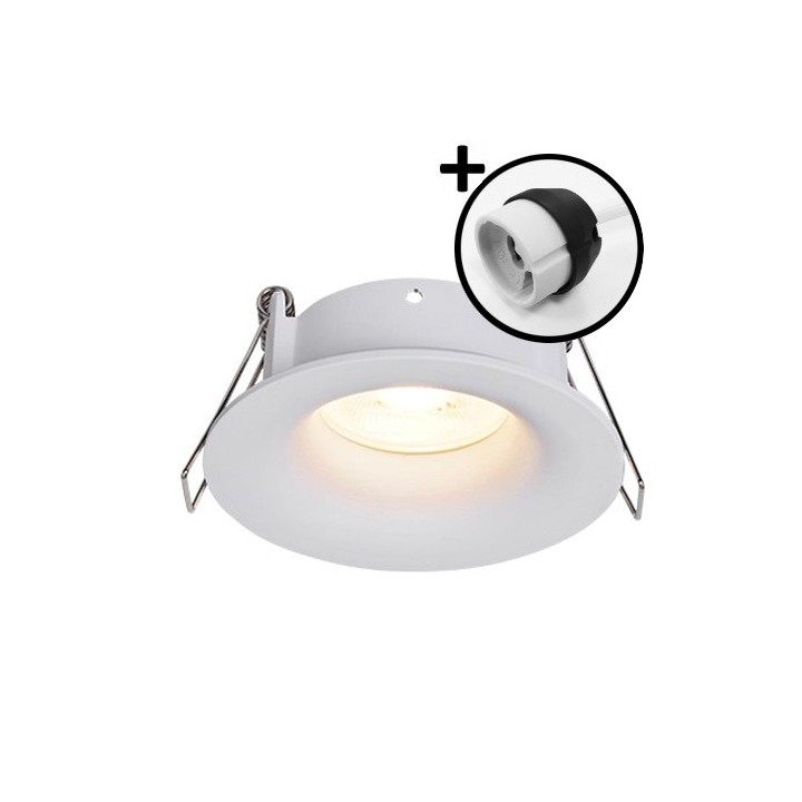 Krisane - Support spot fixe - Ø85 x H40 mm - Blanc - Encastrable - Anti-éblouissement - avec douille GU10Réf : KRI20014-P