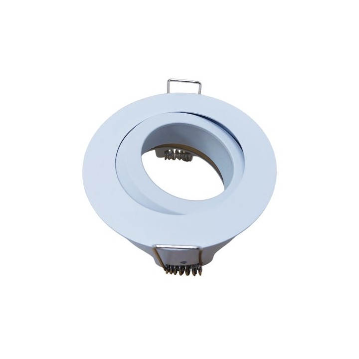 Krisane -  Support spot orientable - Ø75 x H40 mm - Blanc - Encastrable - Anti-éblouissement + douille GU10 - Réf : KRI20016-P