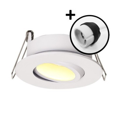 Krisane -  Support spot orientable - Ø75 x H40 mm - Blanc - Encastrable - Anti-éblouissement + douille GU10 - Réf : KRI20016-P
