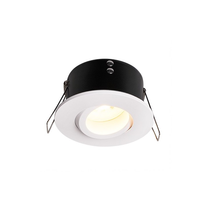 Krisane - Support spot orientable - Ø85 x H44 mm - Blanc - Encastrable - Anti-éblouissement + douille GU10 - Réf : KRI20017-P