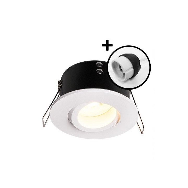 Krisane - Support spot orientable - Ø85 x H44 mm - Blanc - Encastrable - Anti-éblouissement + douille GU10 - Réf : KRI20017-P