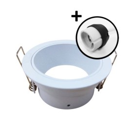 Krisane - Support spot fixe - Ø75 x H35 mm - Blanc - Encastrable - Anti-éblouissement + douille GU10 - Réf : KRI20019-P