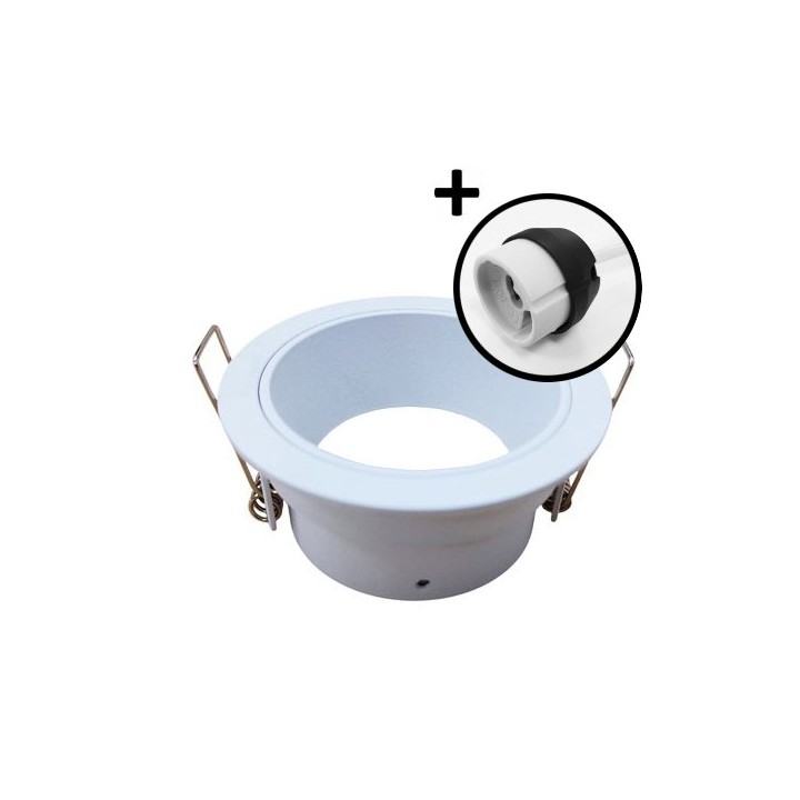 Krisane - Support spot fixe - Ø75 x H35 mm - Blanc - Encastrable - Anti-éblouissement + douille GU10 - Réf : KRI20019-P