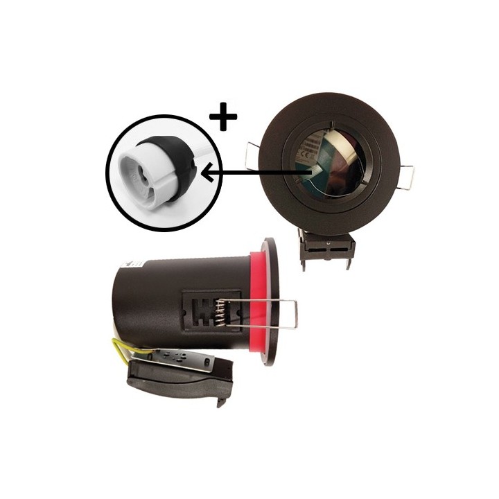 Krisane - Support spot fixe - recouvrable - 1/4 de tour - avec douille GU10 - IP65 - noir - Réf : KRI20049