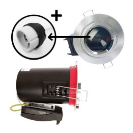 Krisane - Support spot fixe - recouvrable - 1/4 de tour - avec douille GU10 - IP65 - aluminium - Réf : KRI20039