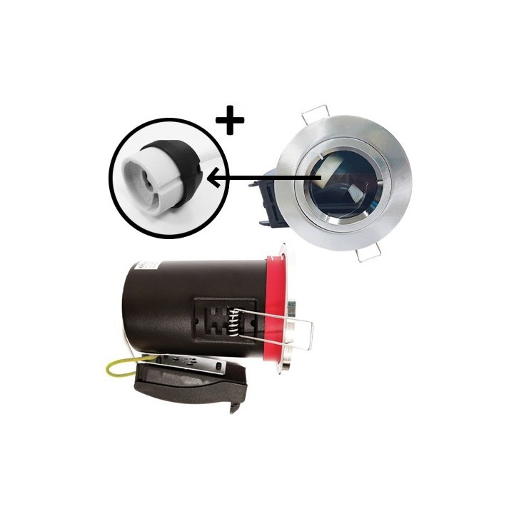 Krisane - Support spot fixe - recouvrable - 1/4 de tour - avec douille GU10 - IP65 - aluminium - Réf : KRI20039