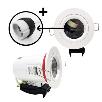 Krisane - Support spot fixe - recouvrable - 1/4 de tour - avec douille GU10 - IP65 - blanc - Réf : KRI20029