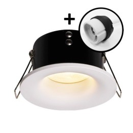 Krisane - Support spot fixe - Ø85 x H45 mm - Blanc - Encastrable - Anti-éblouissement + douille - Réf : KRI20018-P