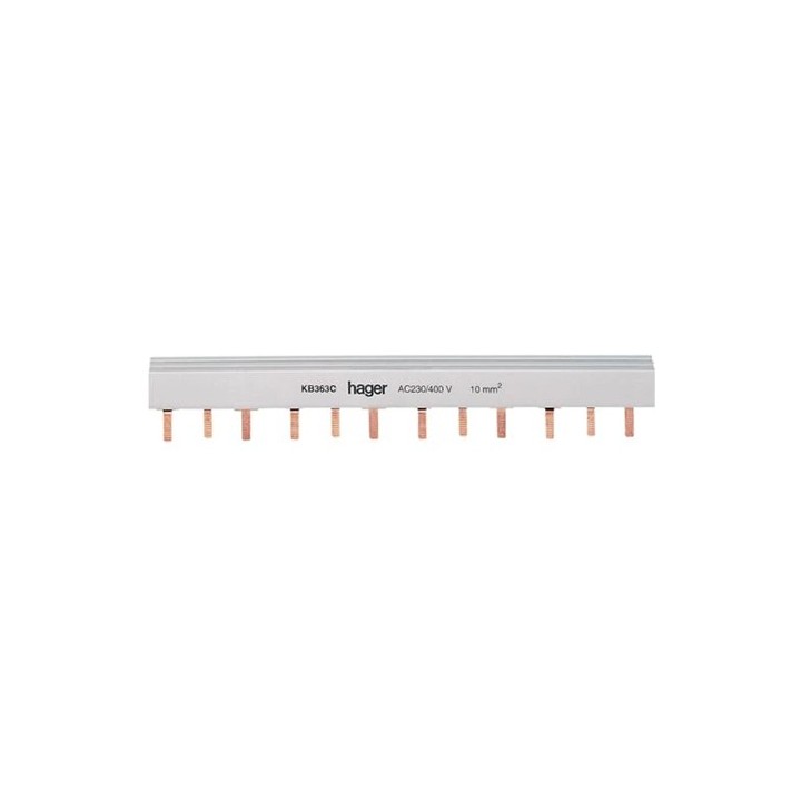 Hager - Barre de pontage 3P 63A languette 10mm²  24M - Réf : KB363C