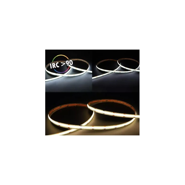 Miidex - Kit complet Bandeau LED COB Dimmable CCT - 5 m - 608 LED/m 93w - IP20 - 24V - Réf : 100918