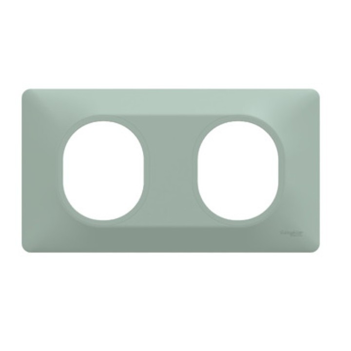 Schneider Ovalis - Plaque de finition - 2 postes Sauge - Réf : S320704A