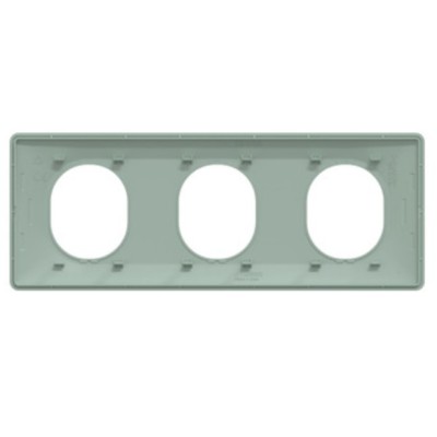 Schneider Ovalis - Plaque de finition - 3 postes Sauge - Réf : S320706A