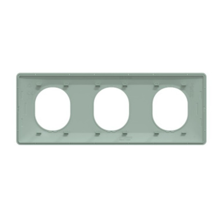 Schneider Ovalis - Plaque de finition - 3 postes Sauge - Réf : S320706A