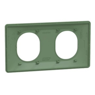 Schneider Ovalis - Plaque de finition - 2 postes Vert Forêt - Réf : S320704B
