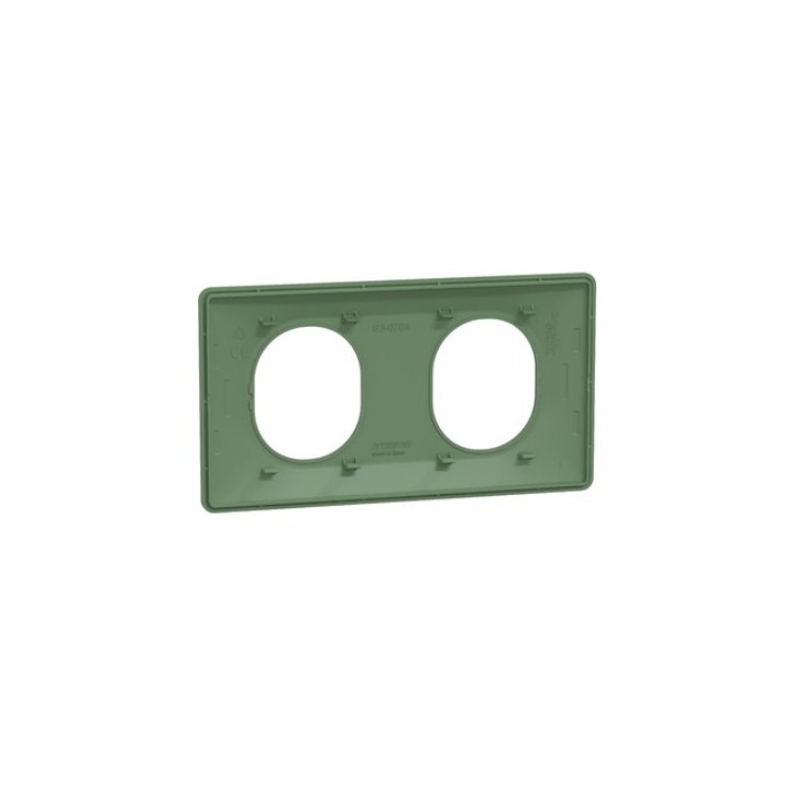 Schneider Ovalis - Plaque de finition - 2 postes Vert Forêt - Réf : S320704B