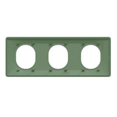 Schneider Ovalis - Plaque de finition - 3 postes Vert Forêt - Réf : S320706B