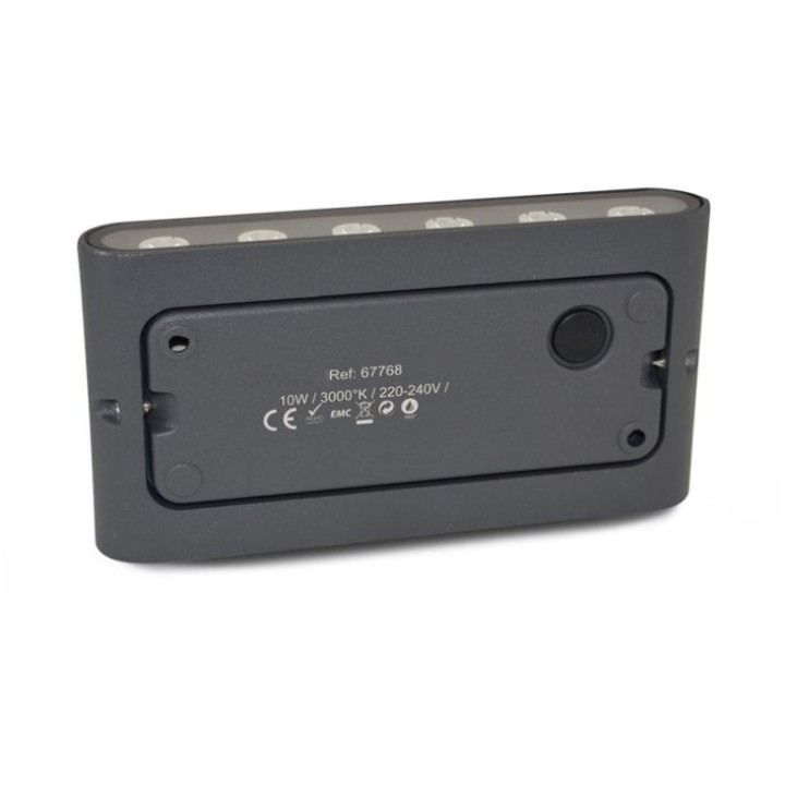 Miidex Lighting - Applique Murale Rectangulaire LED 13W 3000K Gris Anthracite IP54 - Réf : 67788