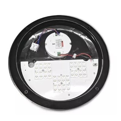 Miidex Lighting - LED Hublot Ø300mm Asymétrique Noir + Détecteur RF préavis d'extinction - 20W - CCT IP65 - Réf : 100959