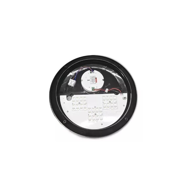 Miidex Lighting - LED Hublot Ø300mm Asymétrique Noir + Détecteur RF préavis d'extinction - 20W - CCT IP65 - Réf : 100959