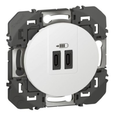 Legrand - Double prise USB Type-C - Dooxie - 3A - 15W - Finition Blanc - Réf : 600345