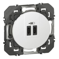 Legrand - Double prise USB Type-C - Dooxie - 3A - 15W - Finition Blanc - Réf : 600345