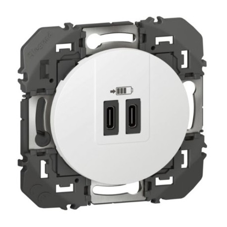 Legrand - Double prise USB Type-C - Dooxie - 3A - 15W - Finition Blanc - Réf : 600345
