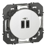 Legrand - Double prise USB Type-C - Dooxie - 3A - 15W - Finition Blanc - Réf : 600345