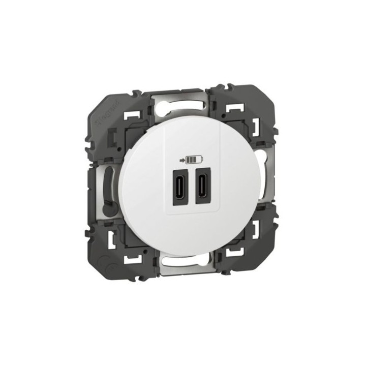 Legrand - Double prise USB Type-C - Dooxie - 3A - 15W - Finition Blanc - Réf : 600345