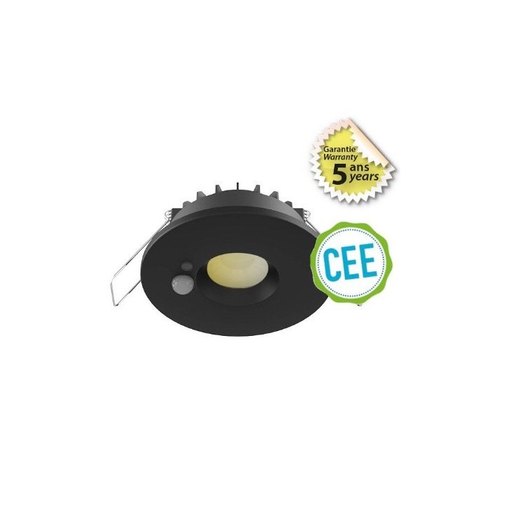 Miidex Lighting - Spot LED CCT BBC - 6W - 2700/3000/4000K Gradable noir + Détecteur - Garantie 5 ans - Réf : 100620