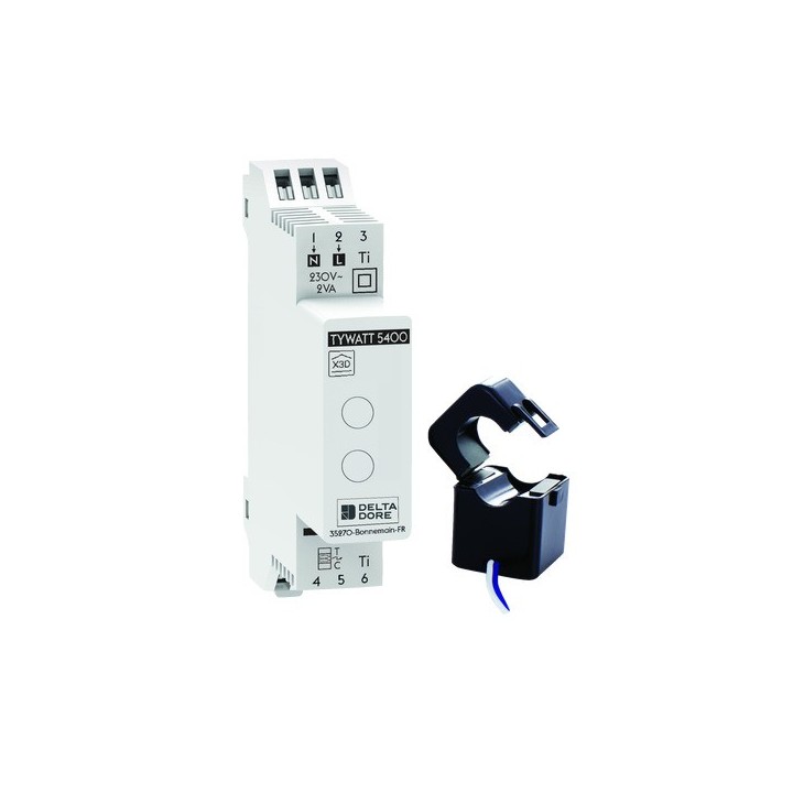 Delta Dore - Capteur connecté modulaire installation monophasée - Suivi conso électriques - 1 poste + total elec - Réf : 6110039