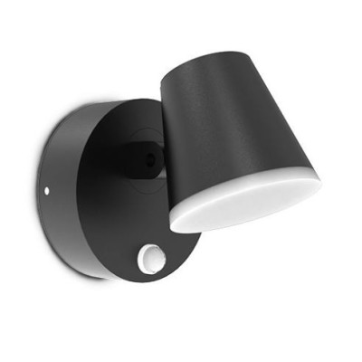 Miidex Lighting - Applique Murale Orientable LED Noir + Détecteur IR 12,5W 3000K - Réf : 100935