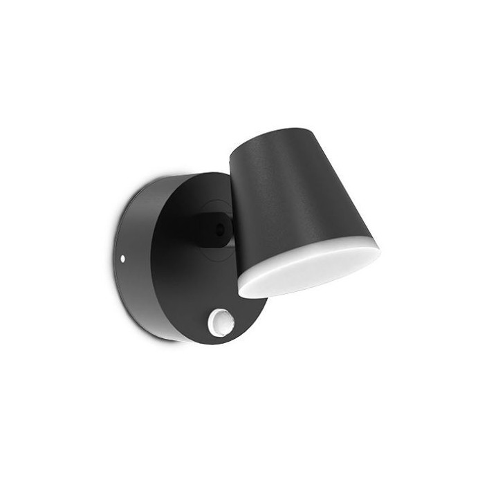 Miidex Lighting - Applique Murale Orientable LED Noir + Détecteur IR 12,5W 3000K - Réf : 100935