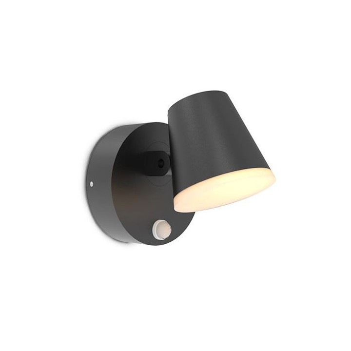 Miidex Lighting - Applique Murale Orientable LED Noir + Détecteur IR 12,5W 3000K - Réf : 100935