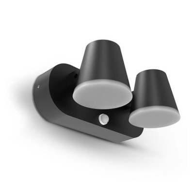 Miidex Lighting - Applique Murale Double Orientable LED Noir + Détecteur IR 20W 3000K - Réf : 100937