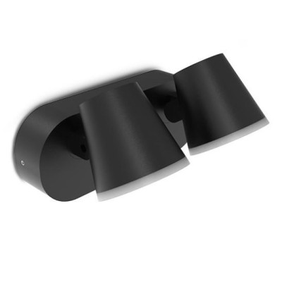 Miidex Lighting - Applique Murale Double Orientable LED Noir + Détecteur IR 20W 3000K - Réf : 100937
