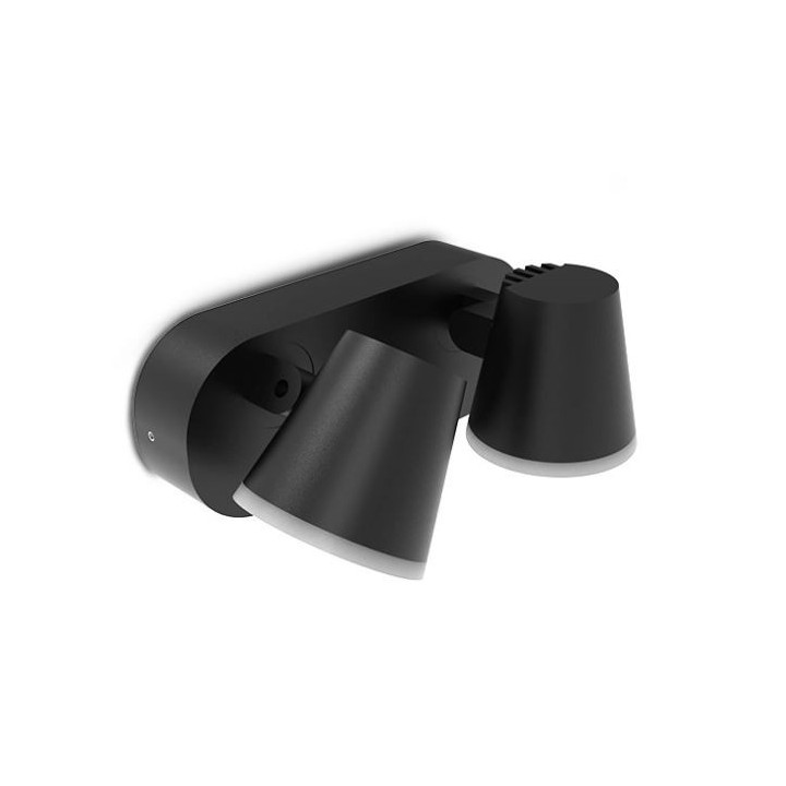 Miidex Lighting - Applique Murale Double Orientable LED Noir + Détecteur IR 20W 3000K - Réf : 100937