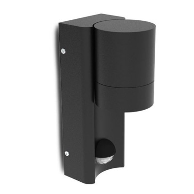 Miidex Lighting - Applique Murale Cylindrique Noir + Détecteur IR GU10 x 1 - Réf : 100943
