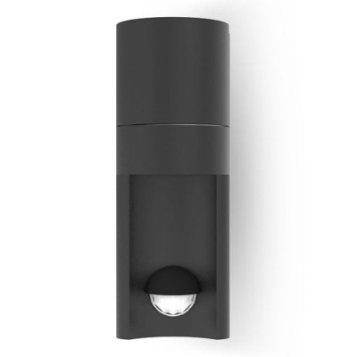Miidex Lighting - Applique Murale Cylindrique Noir + Détecteur IR GU10 x 1 - Réf : 100943