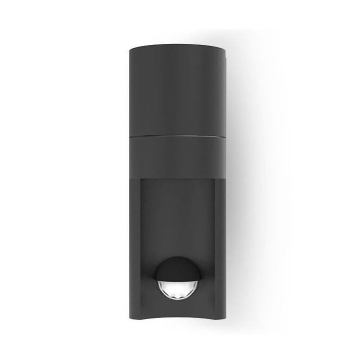 Miidex Lighting - Applique Murale Cylindrique Noir + Détecteur IR GU10 x 1 - Réf : 100943