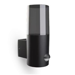 Miidex Lighting - Applique Murale Cylindrique Noir + Détecteur IR E27 x 1 - Réf : 100939