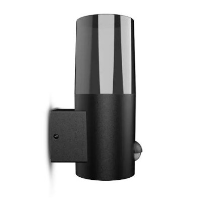 Miidex Lighting - Applique Murale Cylindrique Noir + Détecteur IR E27 x 1 - Réf : 100939