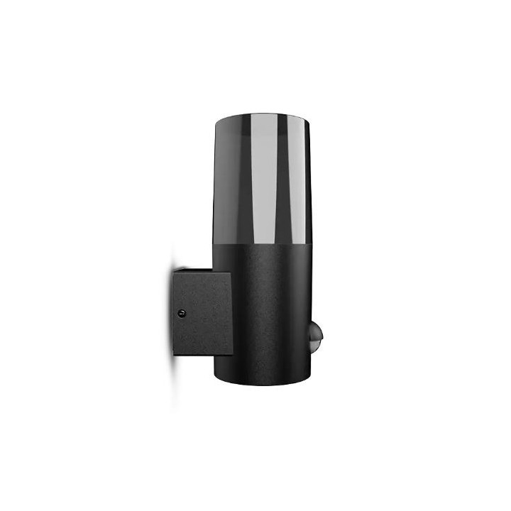 Miidex Lighting - Applique Murale Cylindrique Noir + Détecteur IR E27 x 1 - Réf : 100939