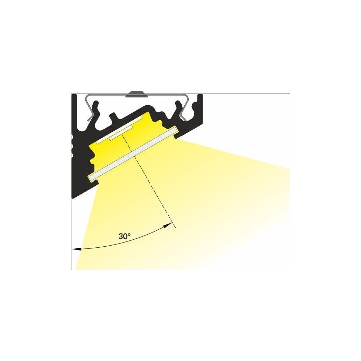 Miidex - Profilé Angle 30/60° Aluminium Anodisé 1m pour bandeaux LED 10mm - Réf : 9826