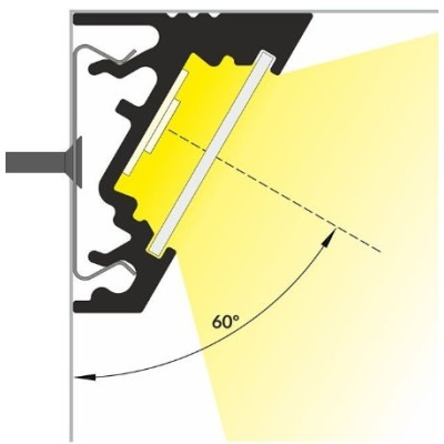 Miidex - Profilé Angle 30/60° Aluminium Anodisé 1m pour bandeaux LED 10mm - Réf : 9826