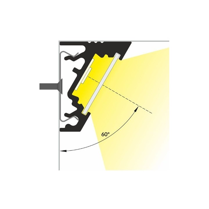 Miidex - Profilé Angle 30/60° Aluminium Anodisé 1m pour bandeaux LED 10mm - Réf : 9826