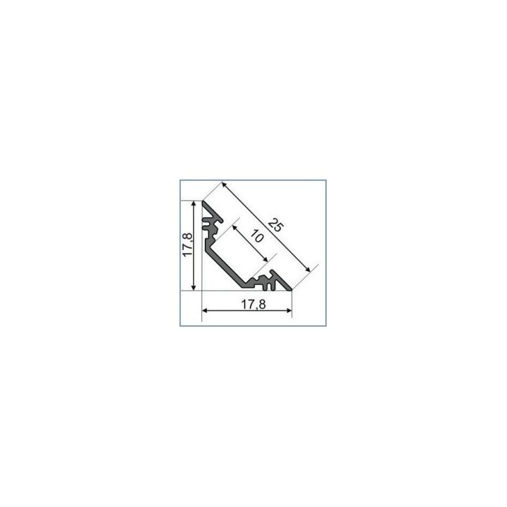 Miidex - Profilé Angle 45° Aluminium Anodisé 1m pour bandeaux LED 10mm - Réf : 9802